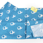 ملحفه نیم ست نوزادی دو تکه بروجرد طرح فیل سرمه ای