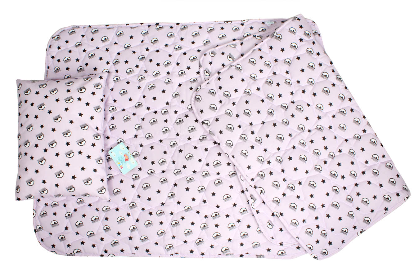 لحاف ست کودک نوزادی 3 تکه استلا ملحفه صورتی ست لحاف کودک و نوزادی سه تکه بروجرد طرح استلا رنگ صورتی - Image 1