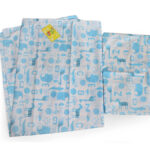 ملحفه نیم ست نوزادی دو تکه بروجرد طرح انیمالز 2 رنگ آبی