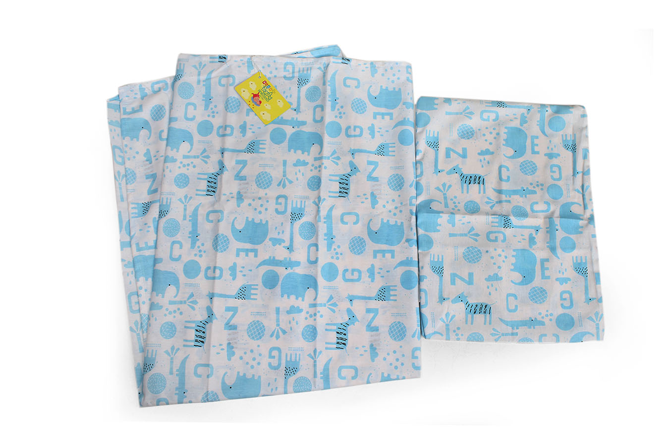 ملحفه نيم ست نوزادي 2 تكه انيمالز2 ملحفه آبي ملحفه نیم ست نوزادی دو تکه بروجرد طرح انیمالز 2 رنگ آبی - Image 1