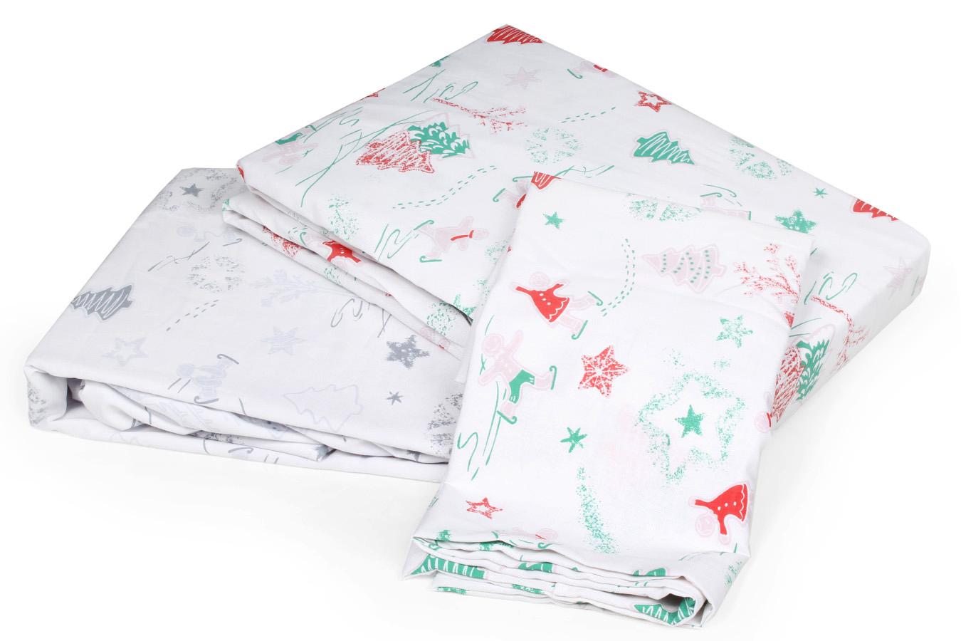 كاور تمام ست یک نفره 90-3 تكه درخت کریسمس ملحفه قرمز کاور تمام ست یک نفره سه تکه عرض 90 بروجرد طرح درخت كريسمس رنگ قرمز - Image 1