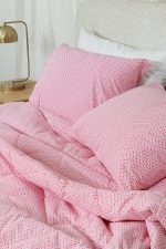 ست لحاف بزرگسال دو نفره سه تکه 180 بروجرد طرح خطی 2 رنگ قرمز - Image 6