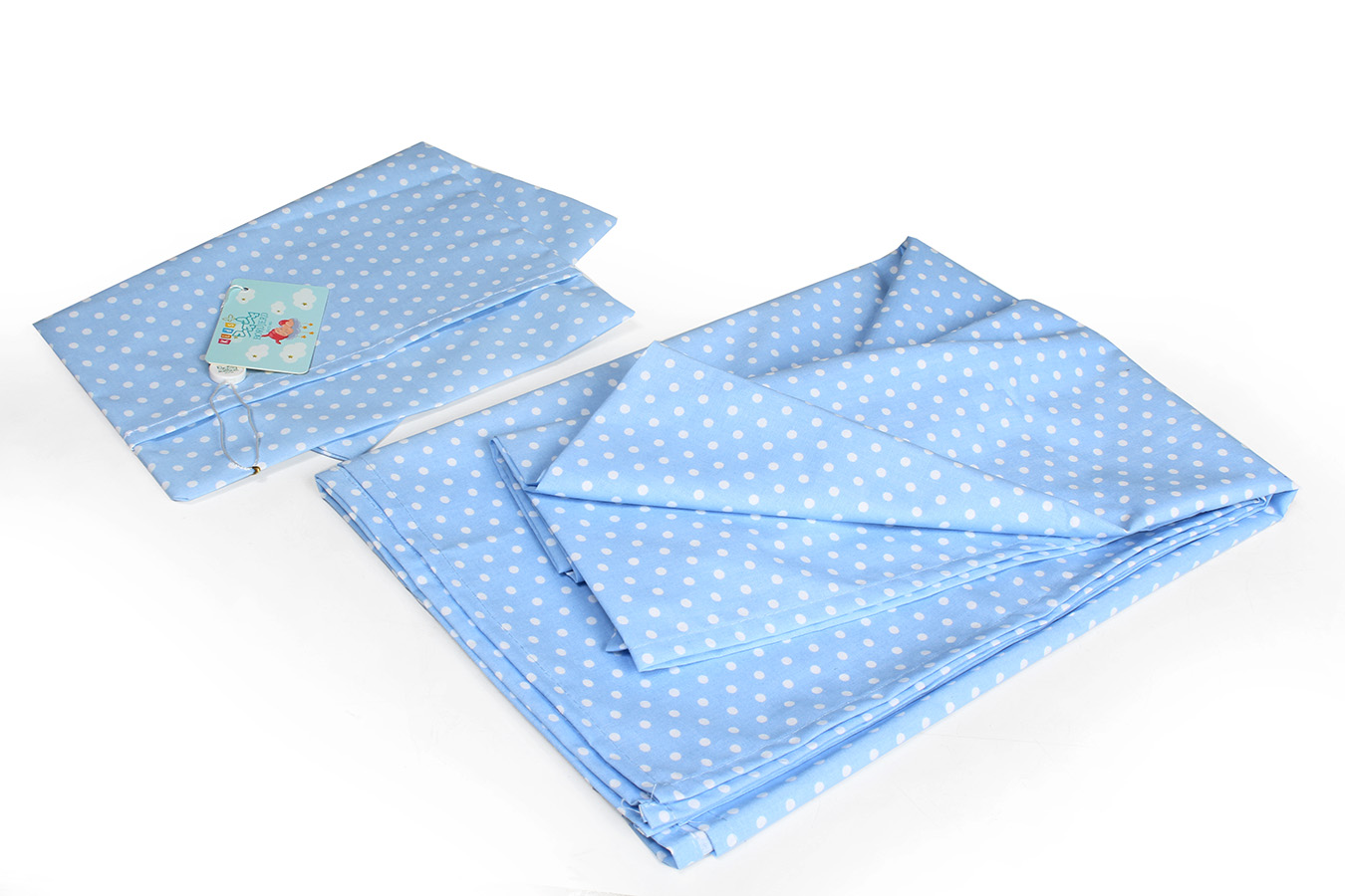 ملحفه نيم ست نوزادي-2 تكه درسا ملحفه آبی ملحفه نیم ست نوزادی دو تکه بروجرد طرح درسا رنگ آبی - Image 1
