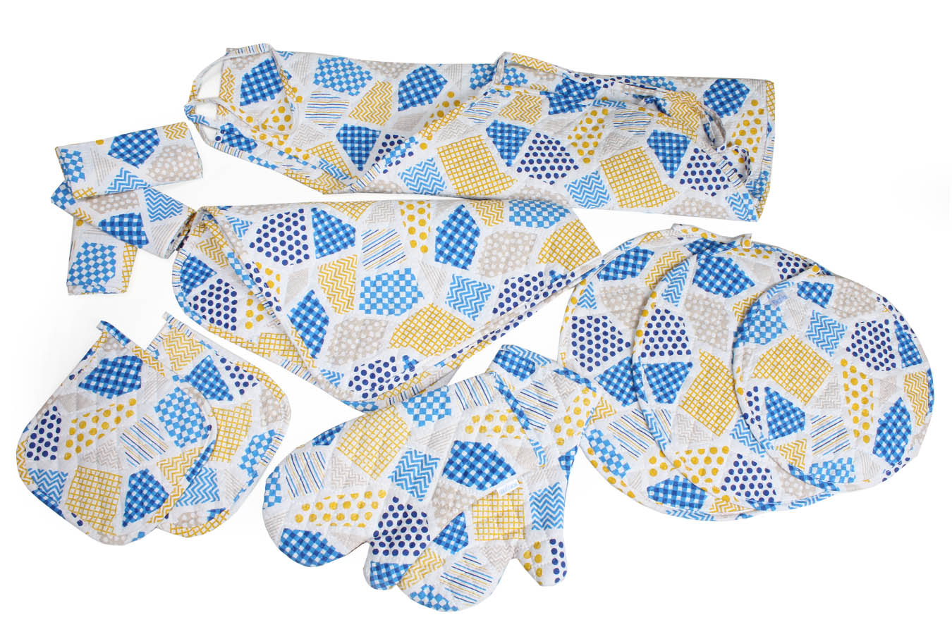 منسوجات آشپزخانه ست آشپزخانه 12 تكه سارک آشپزخانه آبی ست آشپزخانه 12 تکه بروجرد طرح سارک رنگ آبی - Image 1