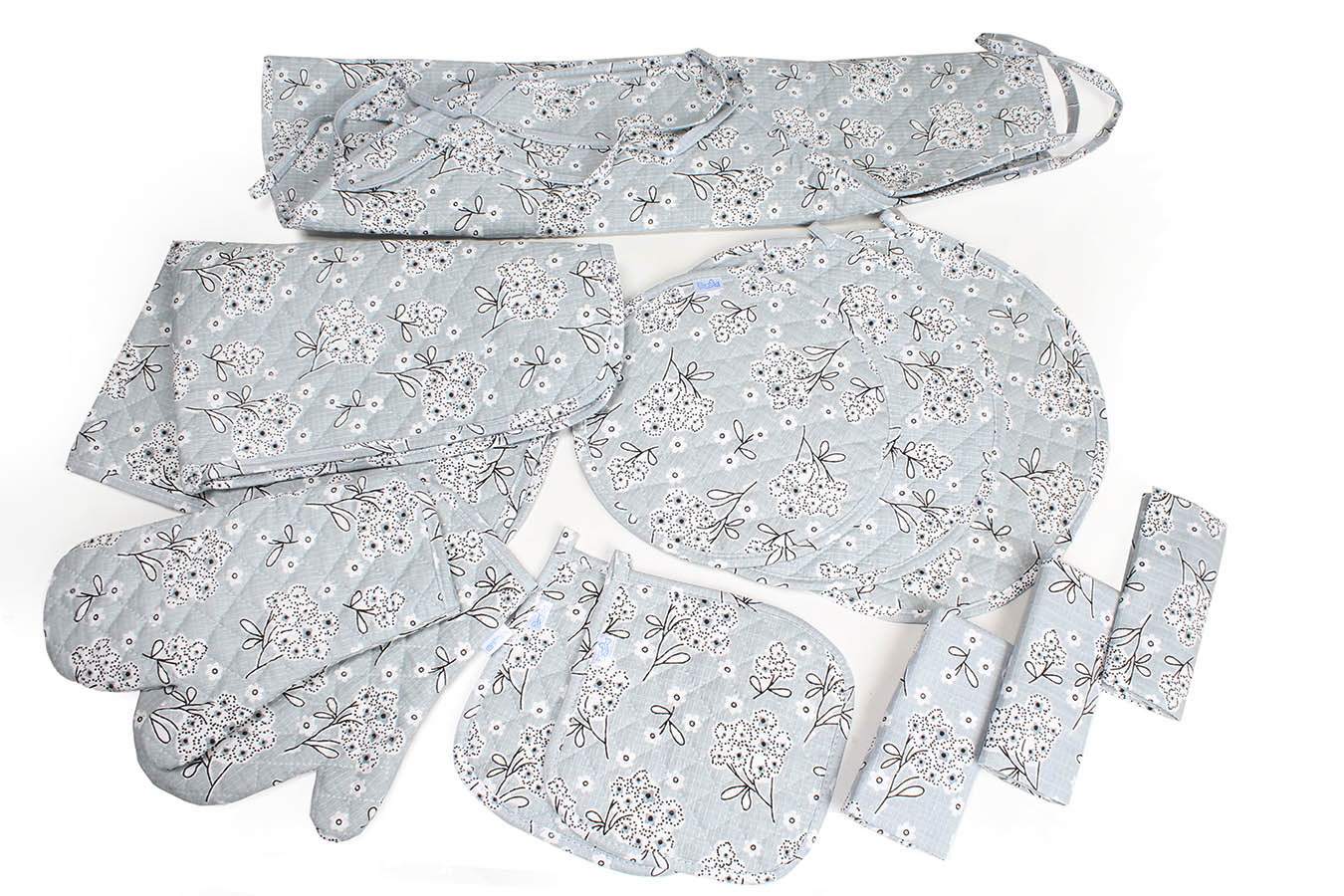 منسوجات آشپزخانه ست آشپزخانه 12 تكه ماری آشپزخانه طوسی ست آشپزخانه 12 تکه بروجرد طرح ماری رنگ طوسی - Image 1