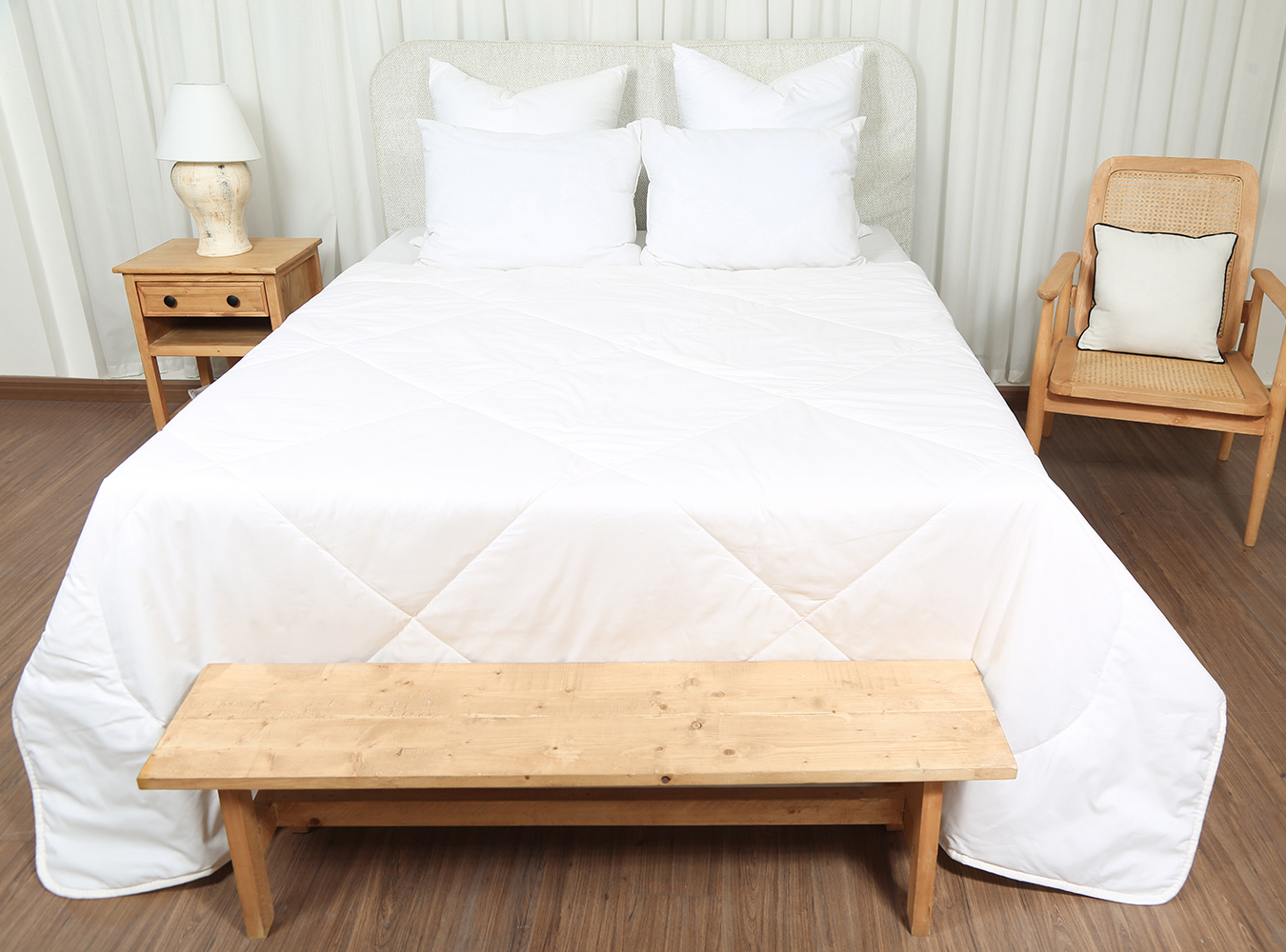 لحاف تک دو نفره شیری(2) لحاف تک بزرگسال دو نفره 160 بروجرد ساده رنگ شیری کد 0170 - Image 1