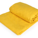 ملحفه کشدوز یک نفره عرض 120 بروجرد ساده رنگ خردلی