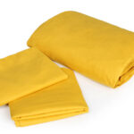 ملحفه نیم ست دو نفره سه تکه عرض 180 بروجرد ساده رنگ خردلی