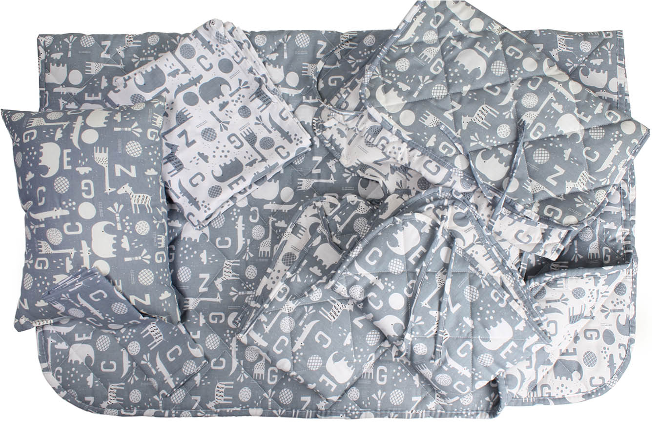 ست لحاف پنبه دوزی نوزادی هفت تكه طرح انیمالز1 رنگبندی 04 ست لحاف پنبه دوزی کودک و نوزادی هفت تکه بروجرد طرح انیمالز 1 رنگ 04 - Image 1