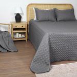 ست روتختی گلدوزی دو نفره سه تکه بروجرد طرح دوخت پراگ رنگ طوسی تیره