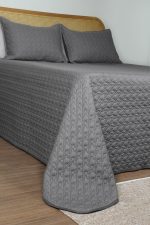 ست روتختی گلدوزی دو نفره سه تکه بروجرد طرح دوخت پراگ رنگ طوسی تیره - Image 12