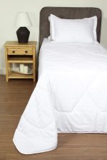 ست لحاف بزرگسال یک نفره سه تکه 90 بروجرد طرح هتلی باند پهن رنگ سفید - Image 9