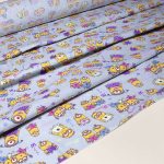 پارچه ملحفه پلی استر ویسکوز عرض 150 بروجرد طرح مینیون لوکس رنگ 02