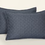 ملحفه روبالشی گلدوزی قاب دار دو تکه 70*50 بروجرد طرح دوخت پراگ رنگ سرمه ای