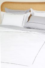 ست لحاف وکاور بزرگسال گلدوزی دو نفره هفت تکه بروجرد طرح لاین رنگ سفید - Image 5