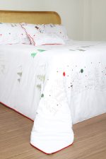 ست لحاف وکاور بزرگسال گلدوزی دو نفره نه تکه بروجرد طرح رودولف رنگ سفید - Image 6