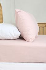 ملحفه نیم ست یک نفره دو تکه 120 بروجرد طرح ساده رنگ صورتی چرک - Image 2