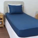 ملحفه نیم ست یک نفره دو تکه 90 بروجرد رنگ آبی نفتی