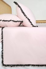 کاور تمام ست نوار دوزی دو نفره چهار تکه 180 بروجرد طرح ملودی رنگ صورتی چرک - Image 2