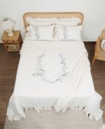 ست لحاف وکاور بزرگسال گلدوزی دو نفره هفت تکه بروجرد طرح لئونا رنگ خودرنگ