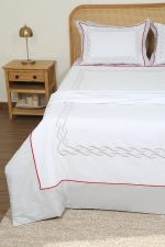 ست لحاف وکاور بزرگسال گلدوزی دو نفره هفت تکه بروجرد طرح لامبرت رنگ سفید - Image 4