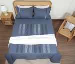 ست لحاف وکاور بزرگسال گلدوزی دو نفره هفت تکه بروجرد طرح لراتو رنگ آبی نفتی - Image 4