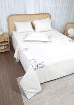 ست کاور لحاف بزرگسال گلدوزی دو نفره شش تکه بروجرد طرح برسام رنگ خام شویی - Image 2