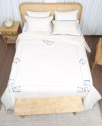 ست کاور لحاف بزرگسال گلدوزی دو نفره شش تکه بروجرد طرح برسام رنگ خام شویی