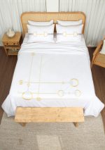 ست کاور لحاف بزرگسال گلدوزی دو نفره شش تکه بروجرد طرح راشا رنگ سفید