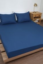 ملحفه نیم ست دو نفره سه تکه عرض 180 بروجرد رنگ آبی نفتی - Image 2