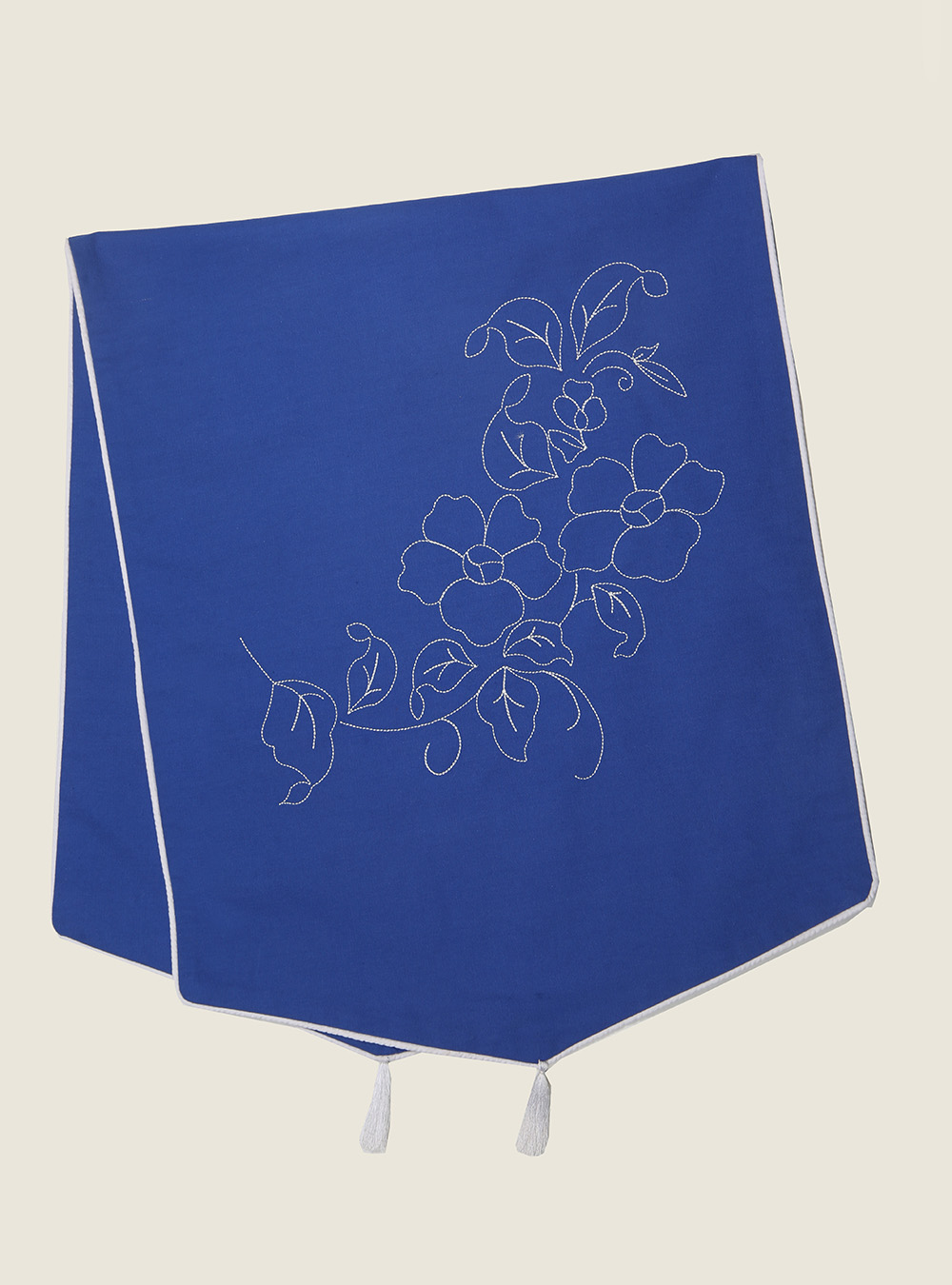 رانرگلدوزی طرح ترمه رنگ آبی کاربنی کد 0140 (5) رانر گلدوزی بروجرد طرح ترمه رنگ آبی کاربنی - Image 1