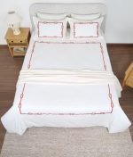 ست کاور لحاف بزرگسال گلدوزی دو نفره شش تکه بروجرد طرح فیوره رنگ شیری - Image 13