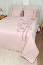 ست کاور لحاف بزرگسال گلدوزی دو نفره شش تکه بروجرد طرح ورساچه رنگ صورتی چرک - Image 19