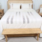 ست کاور لحاف بزرگسال گلدوزی دو نفره شش تکه بروجرد طرح لراتو رنگ خام شویی